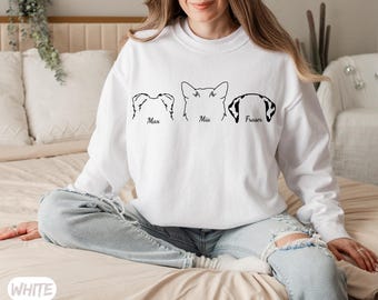 Custom Dog and Cat Ears Sweatshirt, Dog Mom Sweatshirt, Dog Lover Sweatshirt, Custom Dog Cat Sweatshirt, Cat Dad shirt, Pet Lover Sweatshirt