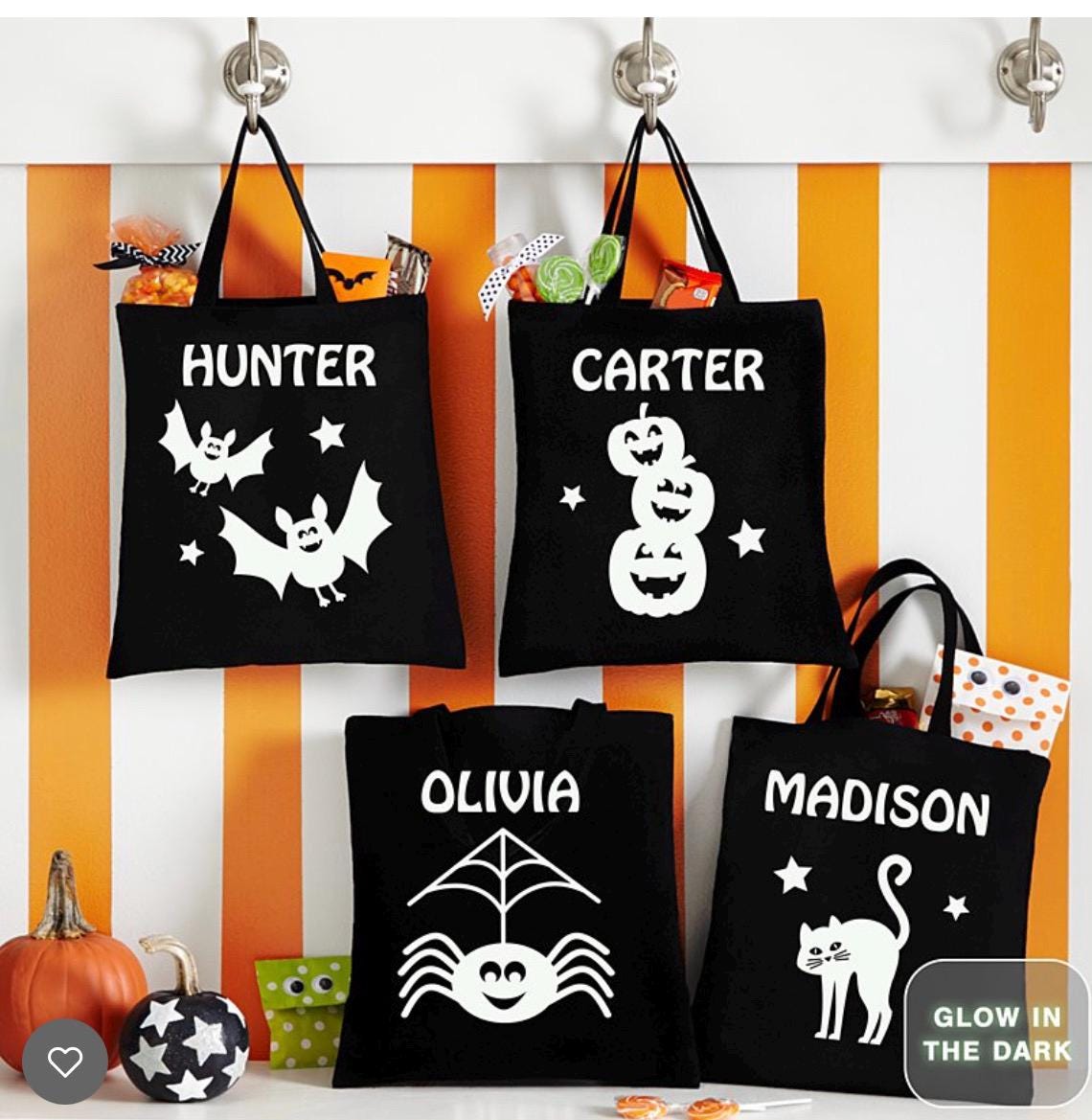 Personalized Glow-In-The-Dark Halloween Treat Bag - Trick-or-Treat Bag - Halloween Candy Bag - For Kids - 15&quot; Wx16&quot;H - Choose From 4 Designs