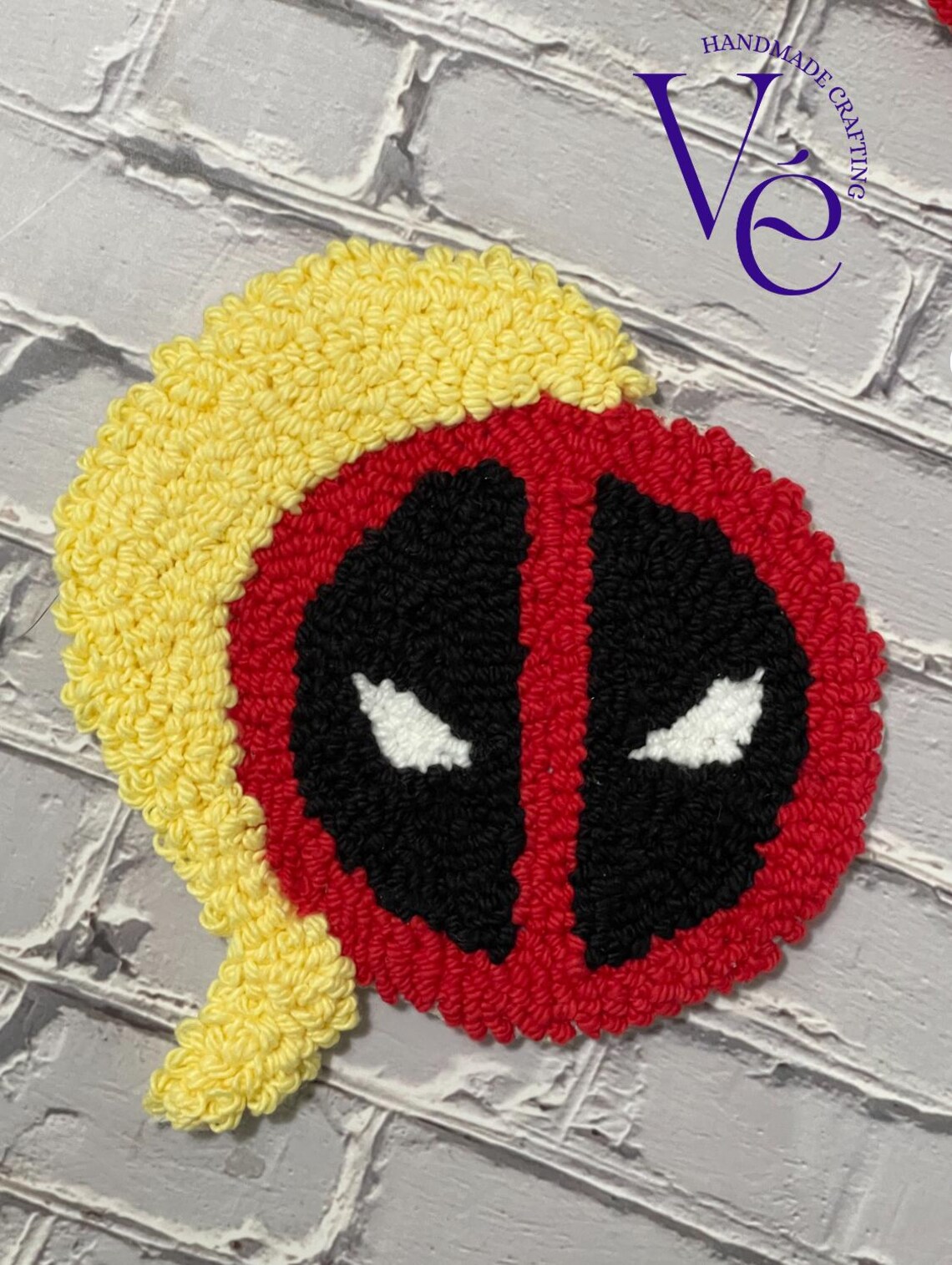 Handmade Lady Deadpool Rug Mug Coaster, Punch Needle Housewarming Gift ...