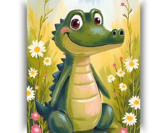 Baby Alligator Print – Jungle Nursery Decor, Crocodile Art (Digital Download)