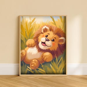 Baby Lion Nursery Wall Art Printable | Jungle Safari Animal Decor | Cute Lion Cub Digital Download for Kids Room | Instant Baby Gift