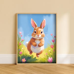 Bunny Nursery Art Print: Whimsical Rabbit, Spring Decor (Digital Download)