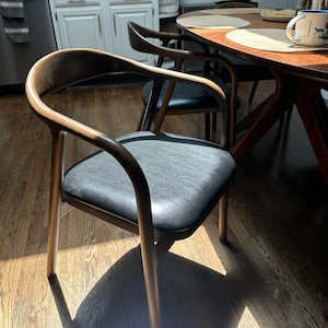 Luxury Solid Wood Dining Chair, Dark Walnut Handmade Finish, Personalized Kitchen Furniture