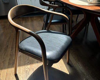 Luxury Solid Wood Dining Chair, Dark Walnut Handmade Finish, Personalized Kitchen Furniture