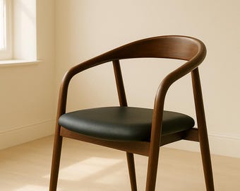 Modern Dining Chair, Handmade Solid Wood Chair with Dark Walnut Finish, Beech Wood Chair, Luxury Kitchen Seating, Personalized Wooden Chair