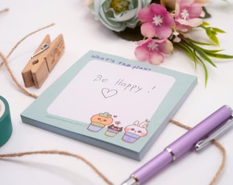 Bloc de notas con diseño de plantas, bloc de notas kawaii, papelería para agenda, artículos para diario, bloc de notas de escritorio, artículos de oficina bonitos, papelería verde