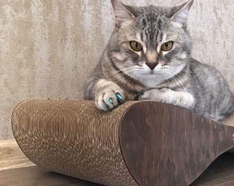 Katzenkratzbett aus Pappe, Katzenliege & Kratzunterlage, Eco-Katzenmöbel, große Katzenlounge