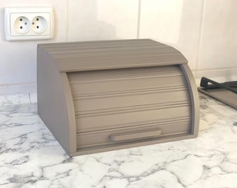 Luxury Modern Wooden Bread Box – Handmade Roll-Top Bread Storage, Minimalist Kitchen Organizer, Vintage Style Bread Bin, Made in Europe