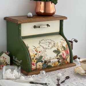 Handmade French Bread Box, Rustic Kitchen Storage, Farmhouse Style Bread Bin, Handmade Wooden Bread Cabinet, Christmas Gift for Home