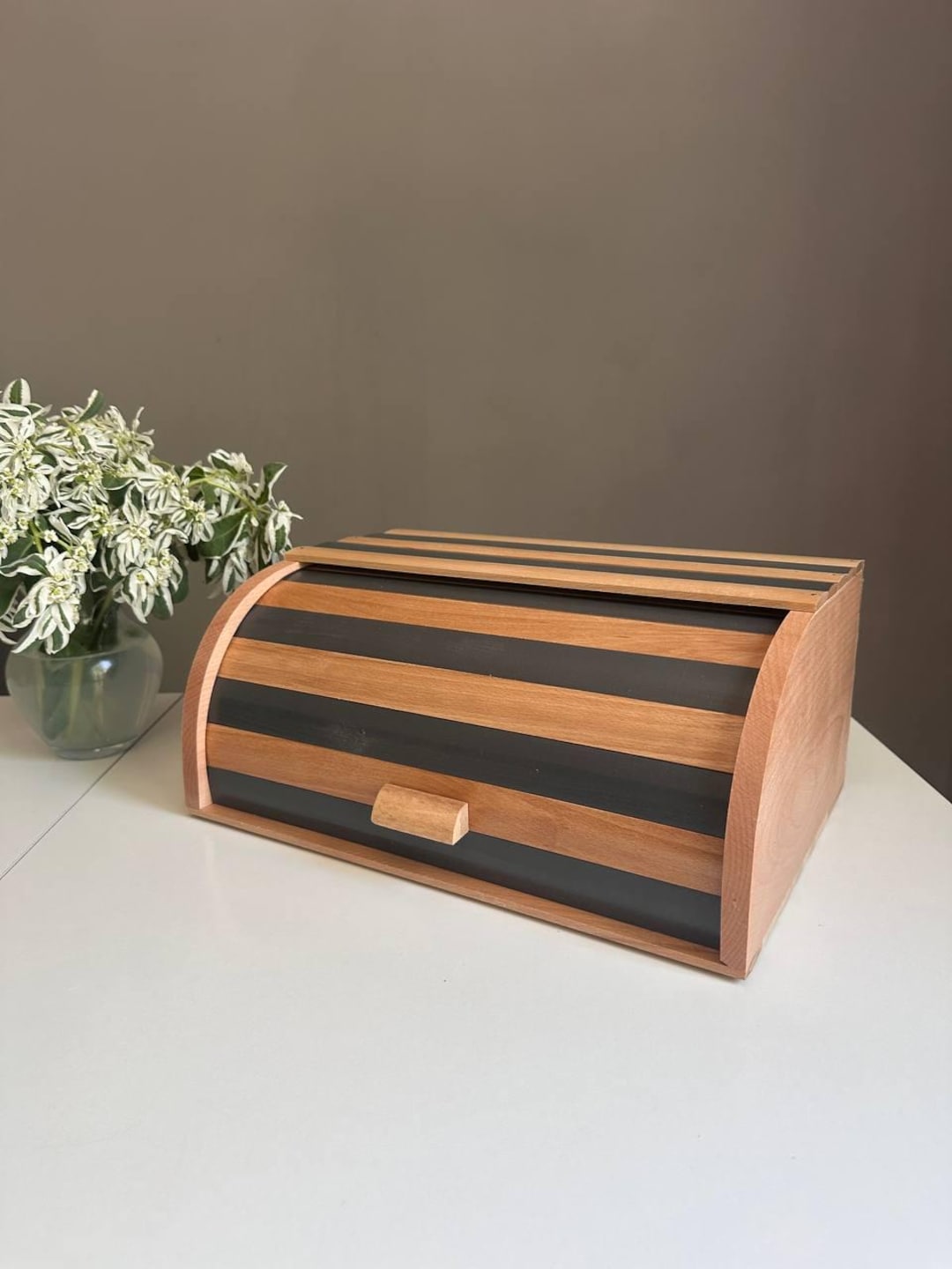 Handmade Wooden Bread Box – White Roll Top Bread Bin - Etsy