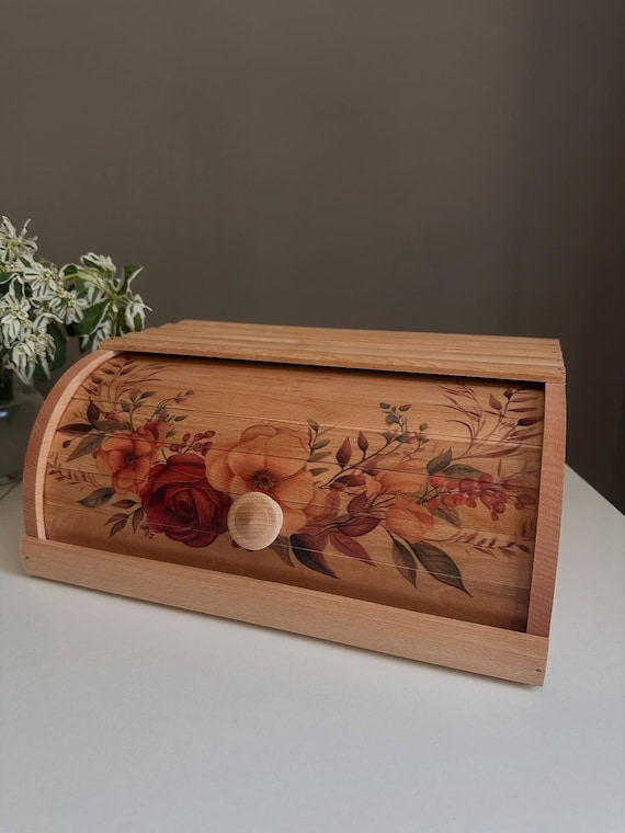Handmade Bread Box, Vintage Kitchen Organizer, Amish Bread Box, Wooden Bread Compartment, Rustic Bread Bin, Christmas Gift