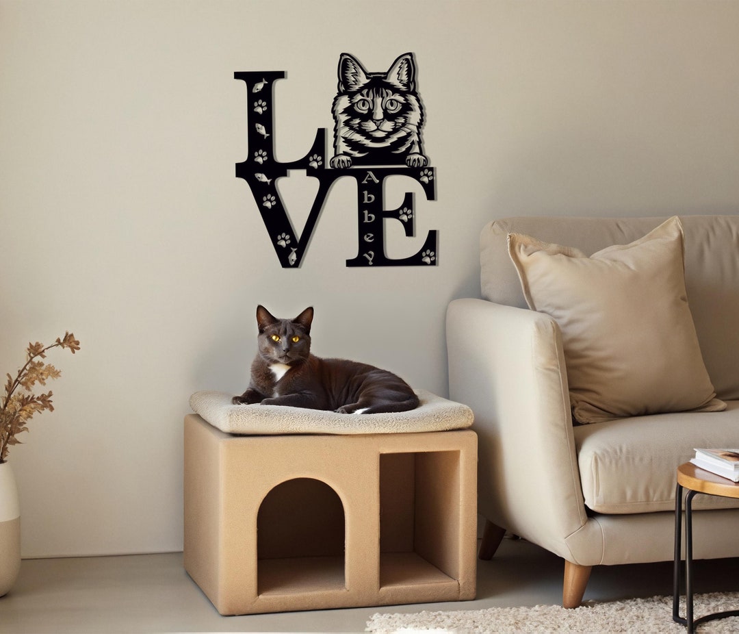4pcs Wooden Wall Decor, Lovely Cats Wooden Wall Art Decor
