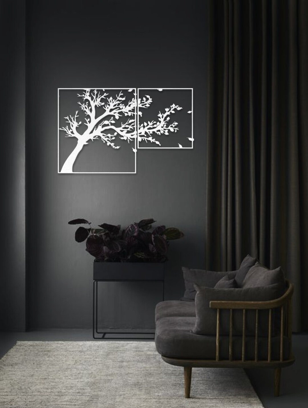 Wooden Tree Wall Panel, 2 Panel Wall Art, Wooden Large Art, Wall Hanging, Tree of Life Wall ...