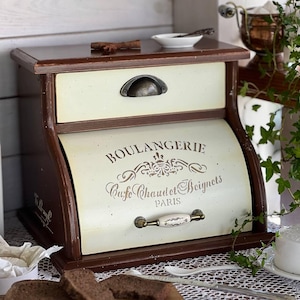 Vintage Handmade Bread Box, French Bread Box, Rustic Beech Wood Kitchen Organizer, Сustom Bread Bin, Durable and Stylish Bread Keeper