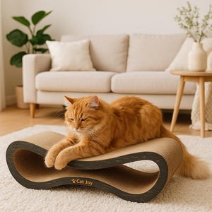 Scratching Cat Bed, Cat Scratching Cardboard, Modern Cat Scratcher Lounge, Durable Cat Bed, Wooden Scratch Pad, Cat Furniture for Scratching