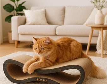 Scratching Cat Bed, Cat Scratching Cardboard, Modern Cat Scratcher Lounge, Durable Cat Bed, Wooden Scratch Pad, Cat Furniture for Scratching