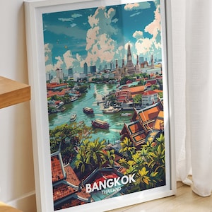 Bangkok  print - Thailand, Bangkok travel poster, Thailand travel poster, Thailand cityscape wall art, unique city decor
