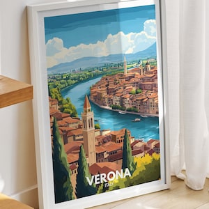 Verona travel print - Italy, Verona travel poster, Italy travel poster, Italy cityscape wall art, unique city decor