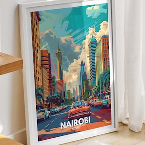 Nairobi  print - Kenya, Nairobi travel poster, Kenya travel poster, Kenya cityscape wall, unique city decor