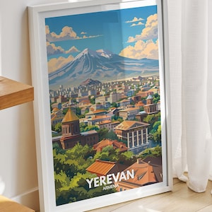 Yerevan  print - Armenia, Yerevan travel poster, Armenia travel poster, Armenia cityscape wall art, unique city decor