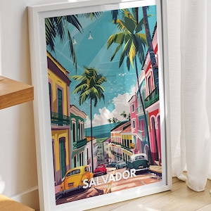 Salvador travel print - Brazil, Salvador travel poster, Brazil travel poster, Brazil cityscape wall art, unique city decor