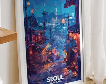 Seoul art print - South Korea, Seoul travel poster, South Korea travel poster, South Korea cityscape wall art, unique city decor