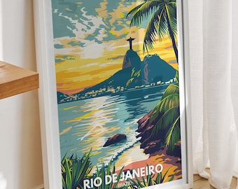 Rio de Janeiro travel print - Brazil, Rio de Janeiro travel poster, Brazil travel poster, Brazil cityscape wall art, unique city decor