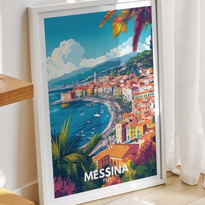 Messina travel print - Italy, Messina travel poster, Italy travel poster, Italy cityscape wall art, unique city decor