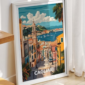 Cagliari travel print - Italy, Cagliari travel poster, Italy travel poster, Italy cityscape wall art, unique city decor