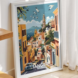 Tangier travel print - Morocco, Tangier travel poster, Morocco travel poster, Morocco cityscape wall art, unique city decor