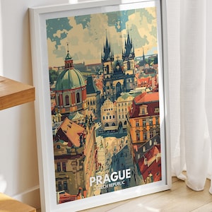 Prague travel print - Czech Republic, Prague travel poster, Czech Republic travel poster, Czech Republic cityscape wall, unique city decor