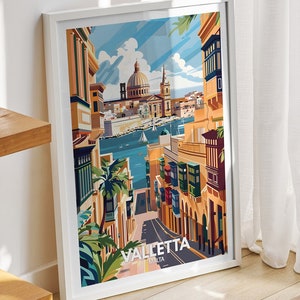 Valletta travel print - Malta, Valletta travel poster, Malta travel poster, Malta cityscape wall, unique city decor