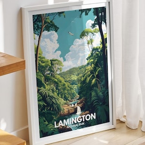 Lamington National Park print - Lamington, Lamington travel art poster, Lamington wall art decor