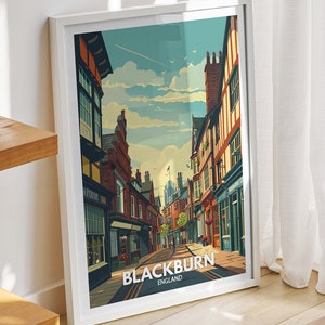 Blackburn travel print - England, Blackburn travel poster, England travel poster, United Kingdom wall art, English art decor