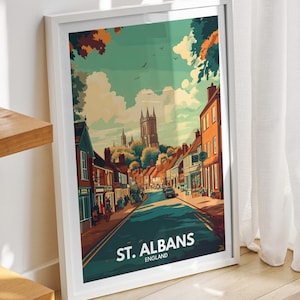 St. Albans travel print - England, St. Albans travel poster, England travel poster, United Kingdom wall art, English art decor