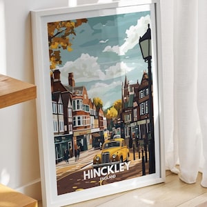 Hinckley travel print - England, Hinckley travel poster, England travel poster, United Kingdom wall art, British art decor