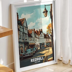 Redhill travel print - England, Redhill travel poster, England travel poster, United Kingdom wall art, British art decor