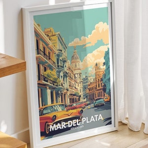 Mar del Plata travel print - Argentina, Mar del Plata travel poster, Argentina travel poster, Argentina cityscape wall art, city art decor