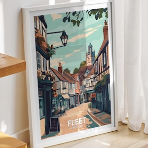 Fleet travel print - England, Fleet travel poster, England travel poster, United Kingdom wall art, British art decor