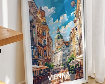 Vienna travel print - Austria, Vienna travel poster, Austria travel poster, Austria cityscape wall art, unique city art decor