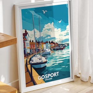 Gosport travel print - England, Gosport travel poster, England travel poster, United Kingdom wall art, British art decor