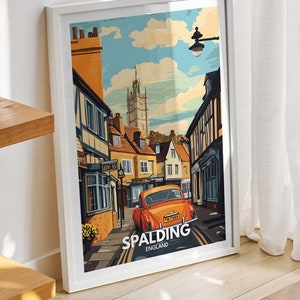 Spalding travel print - England, Spalding travel poster, England travel poster, United Kingdom wall art, British art decor