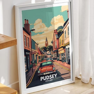 Pudsey travel print - England, Pudsey travel poster, England travel poster, United Kingdom wall art, British art decor