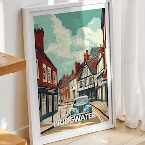 Bridgwater travel print - England, Bridgwater travel poster, England travel poster, United Kingdom wall art, British art decor