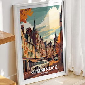 Kilmarnock travel print - Scotland, Kilmarnock travel poster, Scotland travel poster, United Kingdom wall art, Scottish art decor