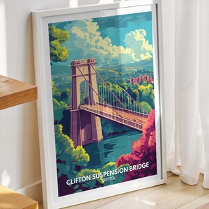 Clifton Suspension Bridge print -  Bristol, Clifton Suspension Bridge poster, Bristol travel art poster, Bristol wall art decor