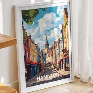 Hamilton travel print - Scotland, Hamilton travel poster, Scotland travel poster, United Kingdom wall art, Scottish art decor