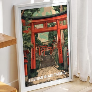 Fushimi Inari Taisha print - Japan, Fushimi Inari Taisha poster, Japan travel art poster, Japan wall art decor