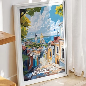 Sevastopol travel print - Ukraine, Sevastopol travel poster, Ukraine travel poster, Ukraine cityscape wall art, unique city art decor
