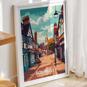 Solihull travel print - England, Solihull travel poster, England travel poster, United Kingdom wall art, English art decor